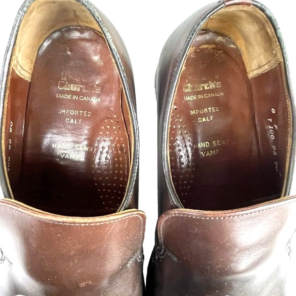 Pre-Prada Church's Shoes Men US 8 F Brown Leather Calf Hand Sewn Made in Canada - Picture 6 of 7